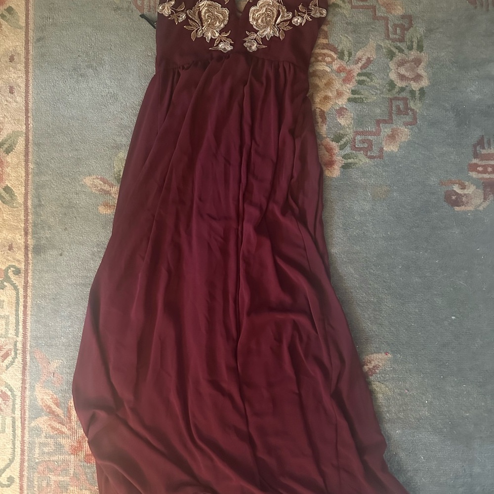 Red and Gold Embellished Maxi Gown for Weddings